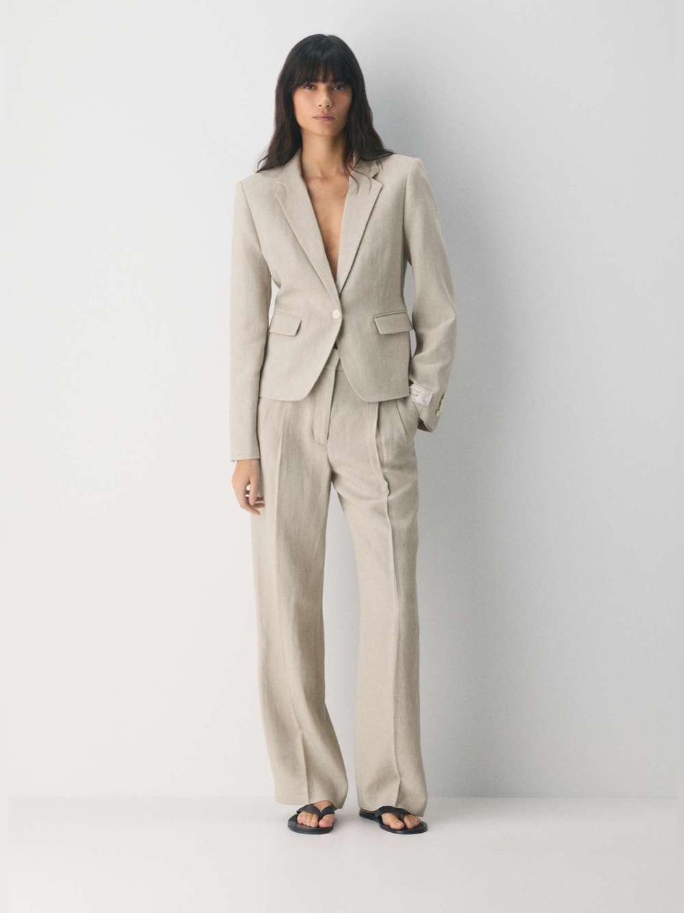 Aritzia The Effortless Pant PowerLinen High Rise Trouser Pants Undyed Dark Ecru